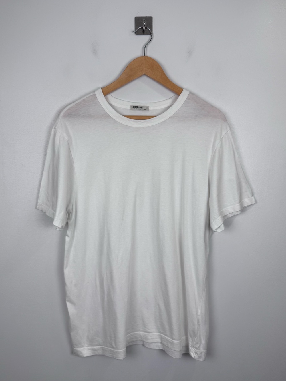Buck Mason Men White Cotton T Shirt Size Large